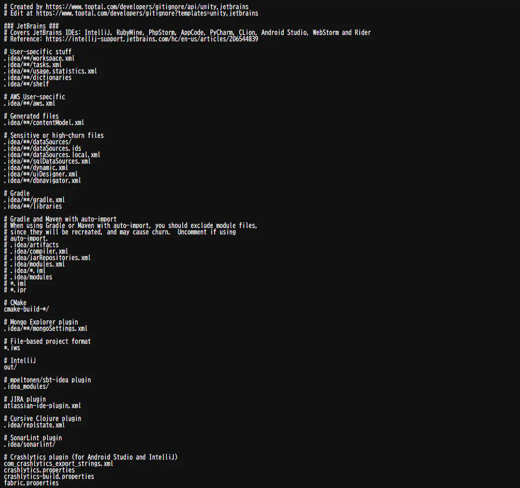 gitignore.ioで生成した結果